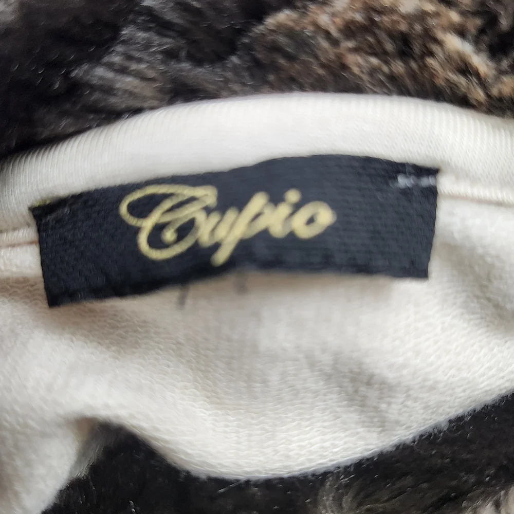 Cupio Cream and Brown Hooded Poncho - Picture 3 of 4